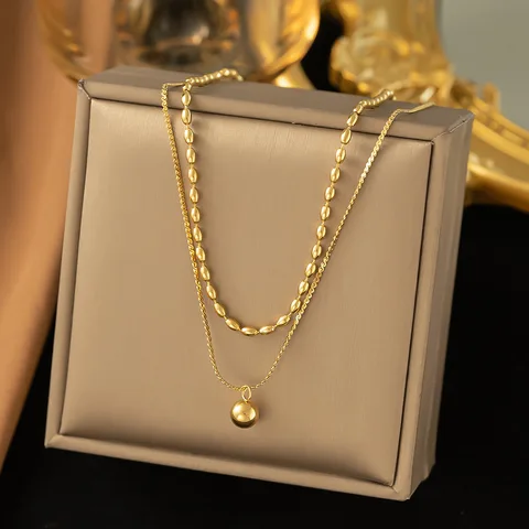 Anti-Tarnish Double Layer Ball Bead Necklace