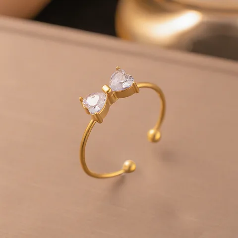Anti-Tarnish Zircon Bow Ring