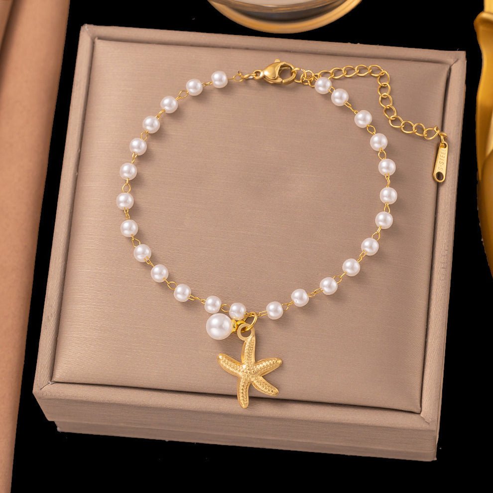 Anti-Tarnish Pearl Starfish Bracelet