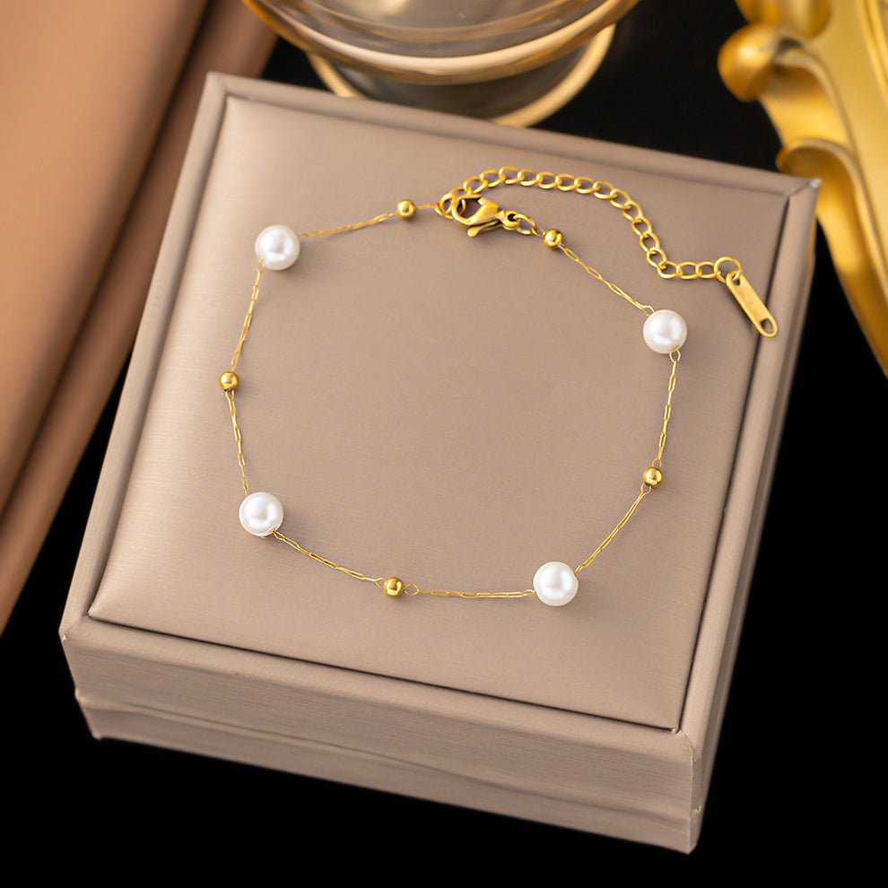 Anti-Tarnish Pearl Gold Bead Bracelet