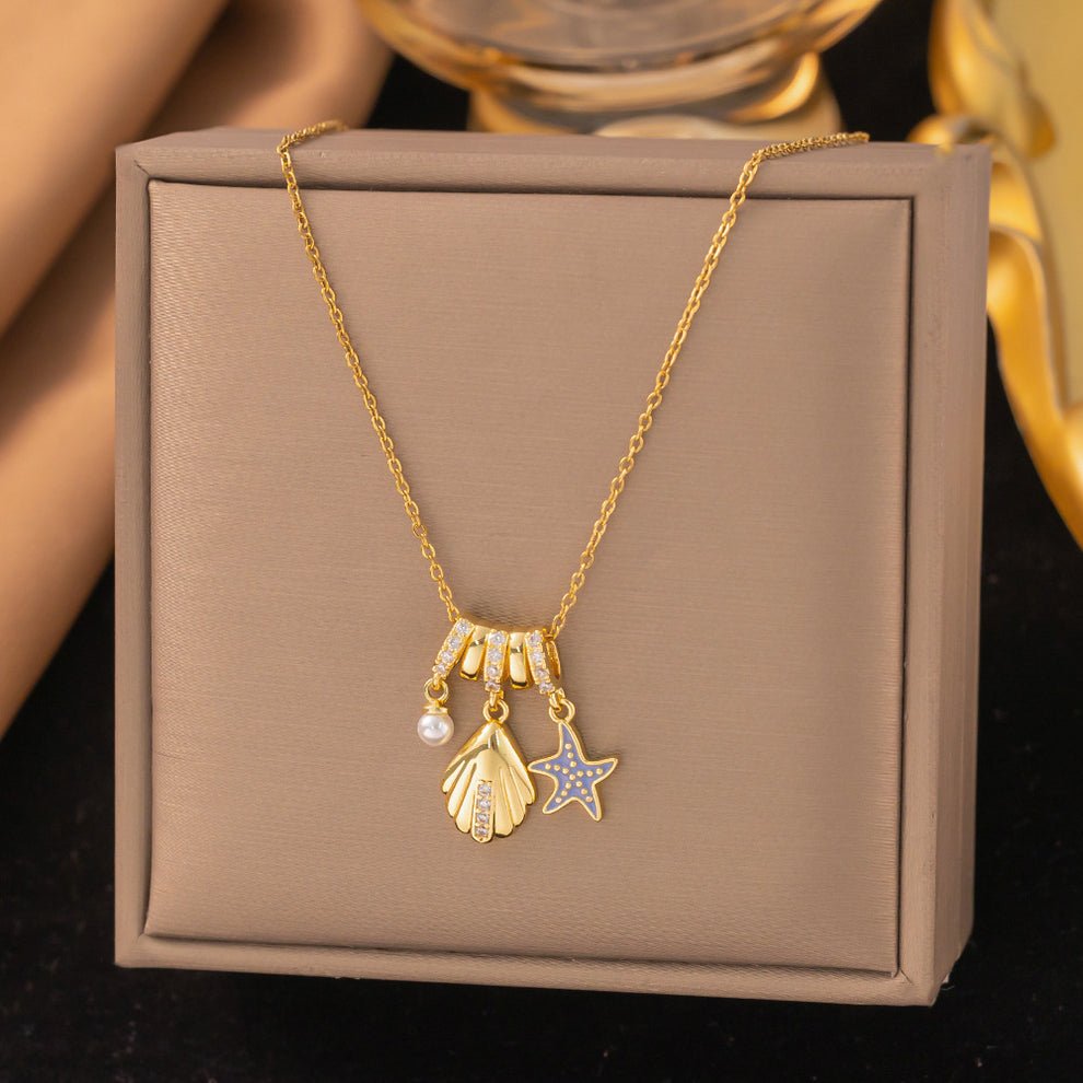 Anti-Tarnish Pearl Starfish Necklace