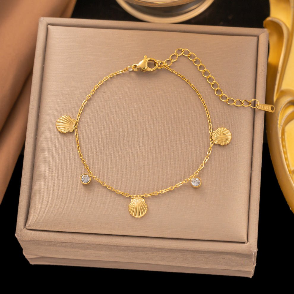 Anti-Tarnish Diamond Shell Gold Bracelet