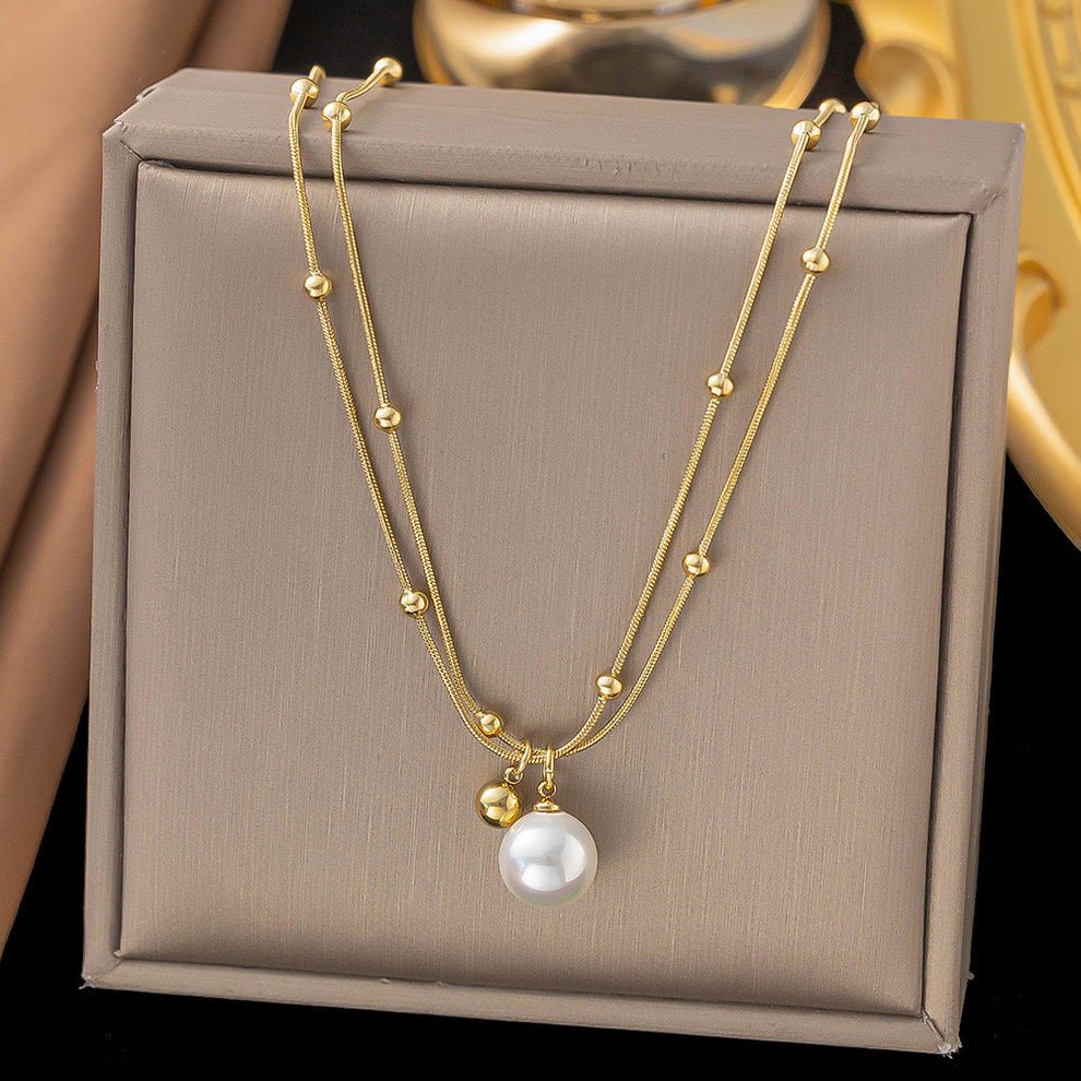 Anti-Tarnish Double Layer Pearl Necklace