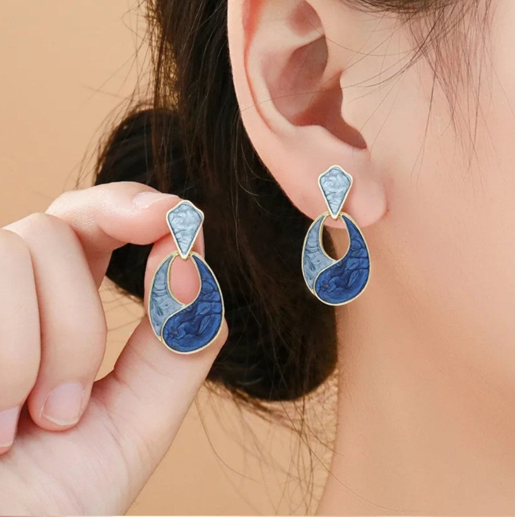 Teardrop Earrings- Blue