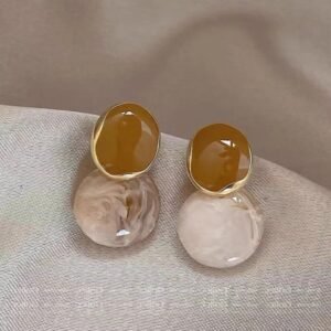 French-Style Vintage Enamel Earrings